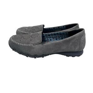Skechers Bikers Expressway Slip On Shoes Leather Charcoal Gray Comfort Women 7.5